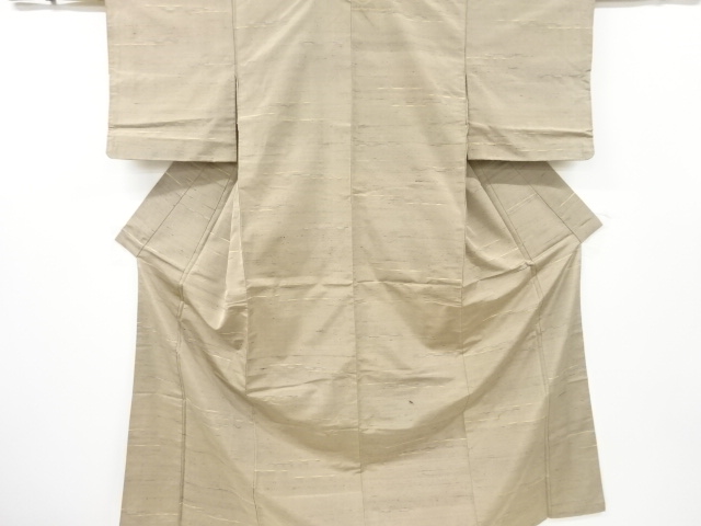 JAPANESE KIMONO / ANTIQUE KIMONO / SILK / TSUMUGI / WOVEN ABSTRACT STRIPE